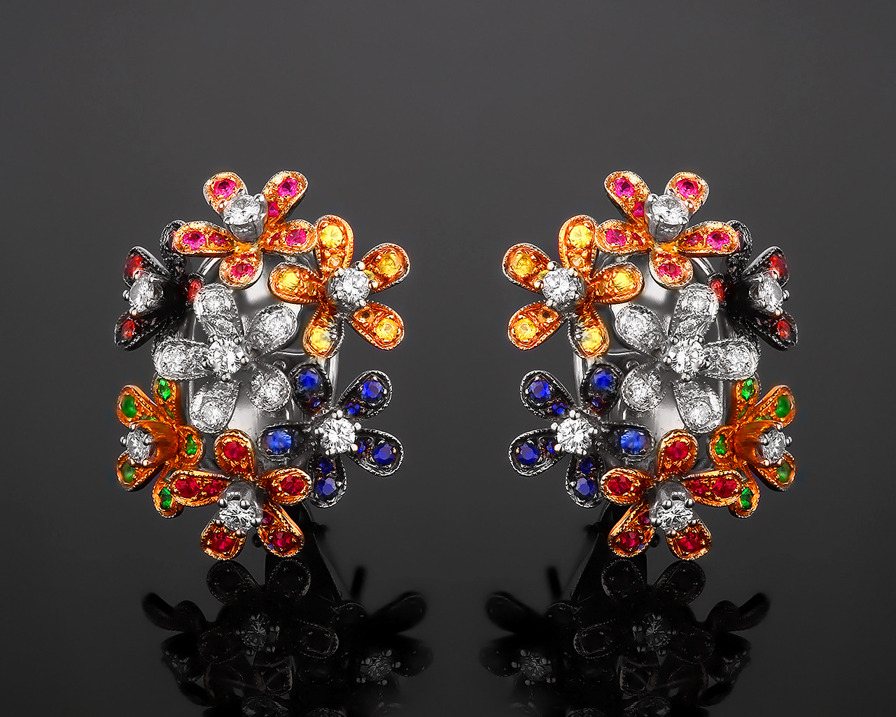 Золотые серьги с бриллиантами 0.94ct и сапфирами 0.40ct 231217/5