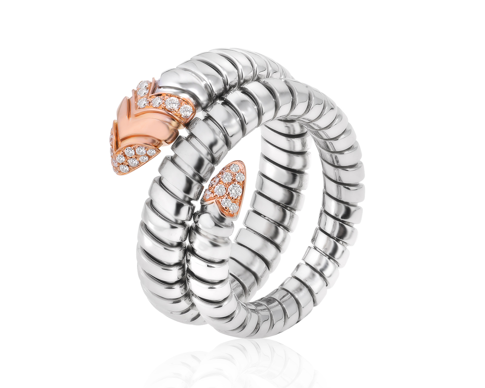 Оригинальное золотое кольцо с бриллиантами 0.20ct Bvlgari Serpenti Tubogas 261124/7