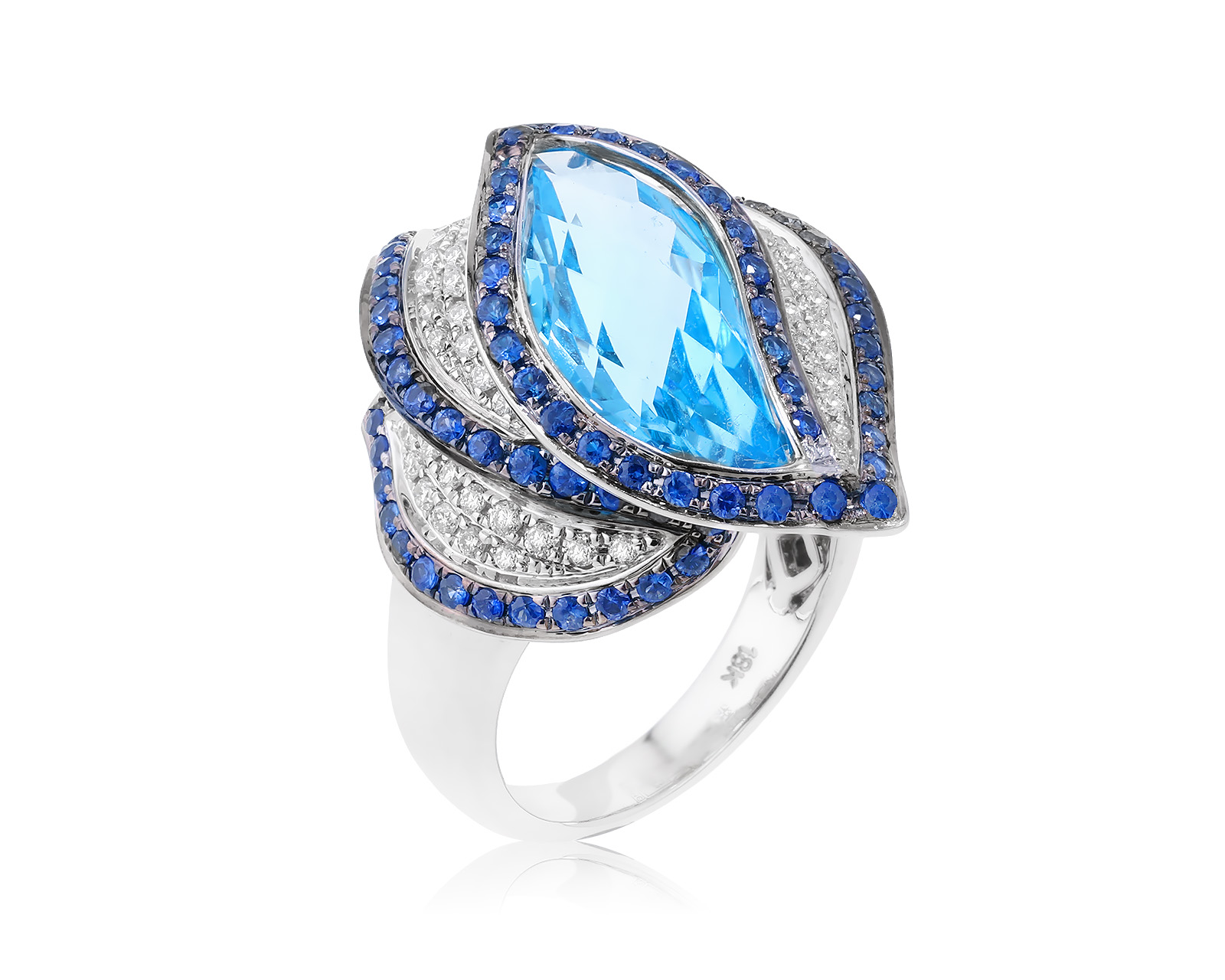 Золотое кольцо с топазом 7.20ct и сапфирами 1.78ct 071223/2