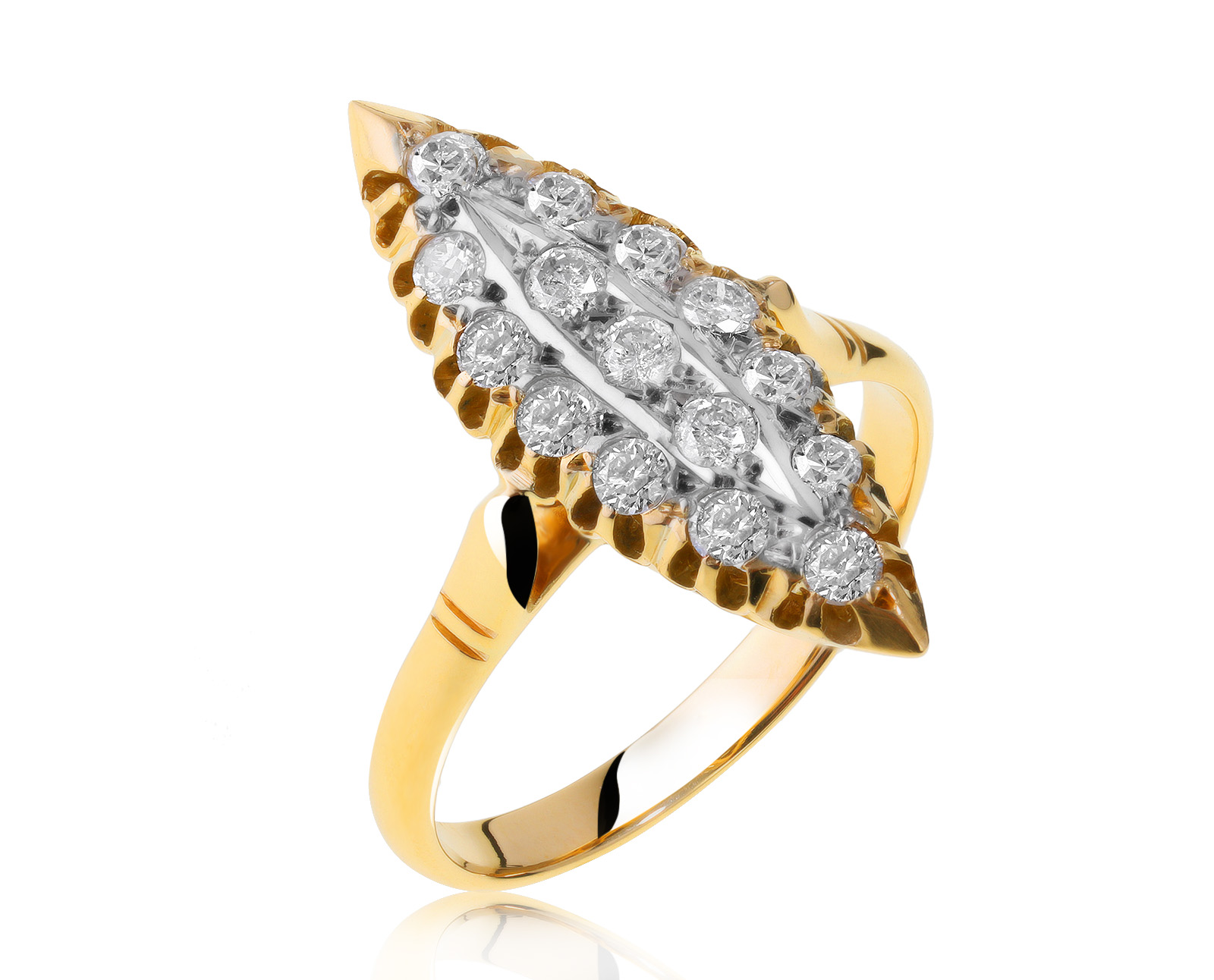 Винтажное золотое кольцо с бриллиантами 0.73ct СССР