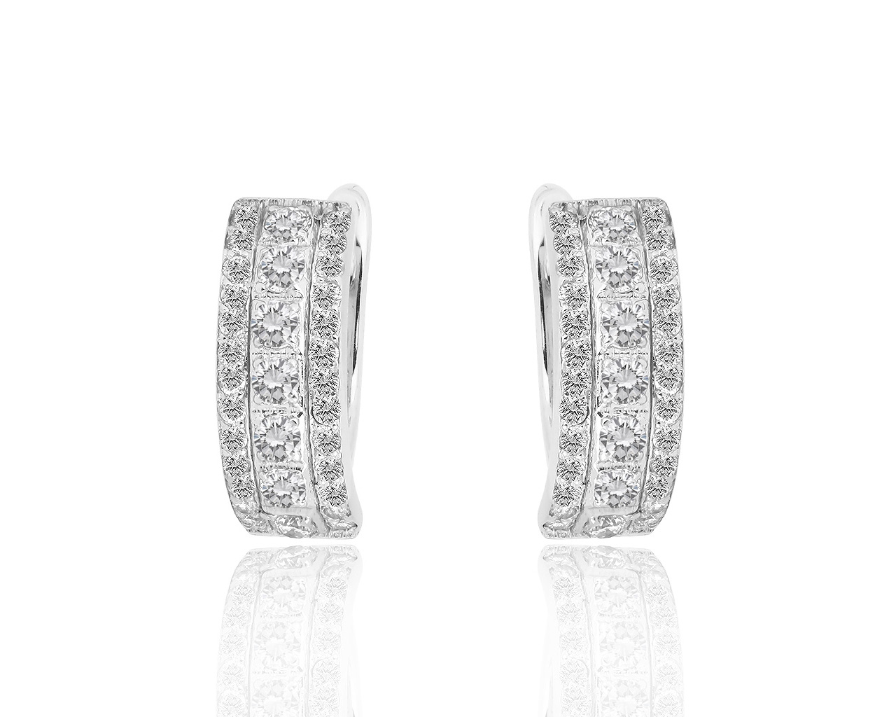 Золотые серьги с бриллиантами 1.01ct ЭПЛ Якутские бриллианты 200119/4