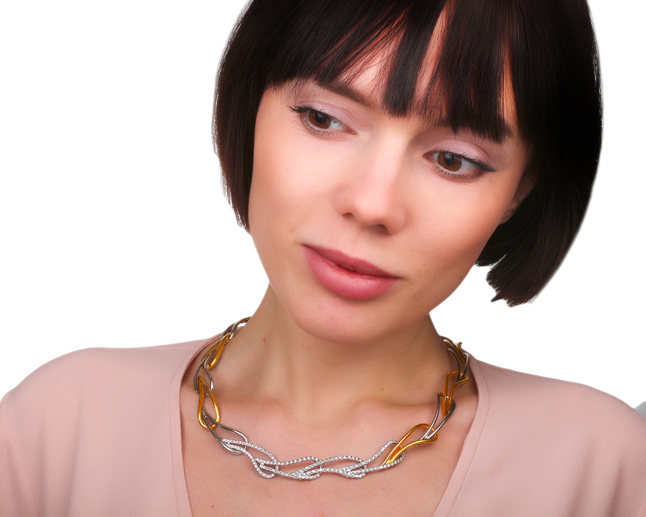 Оригинальное золотое колье с бриллиантами 2.20ct BIBIGI