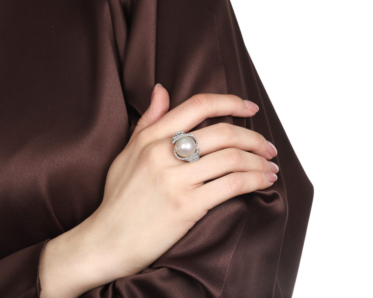 Завораживающее золотое кольцо с жемчугом 14.10 мм