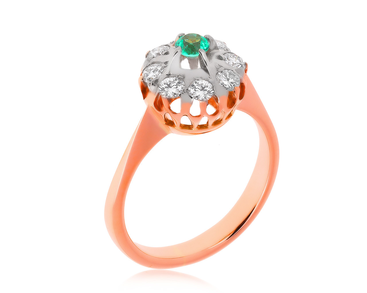 Винтажное золотое кольцо с изумрудом 0.12ct 140620/2