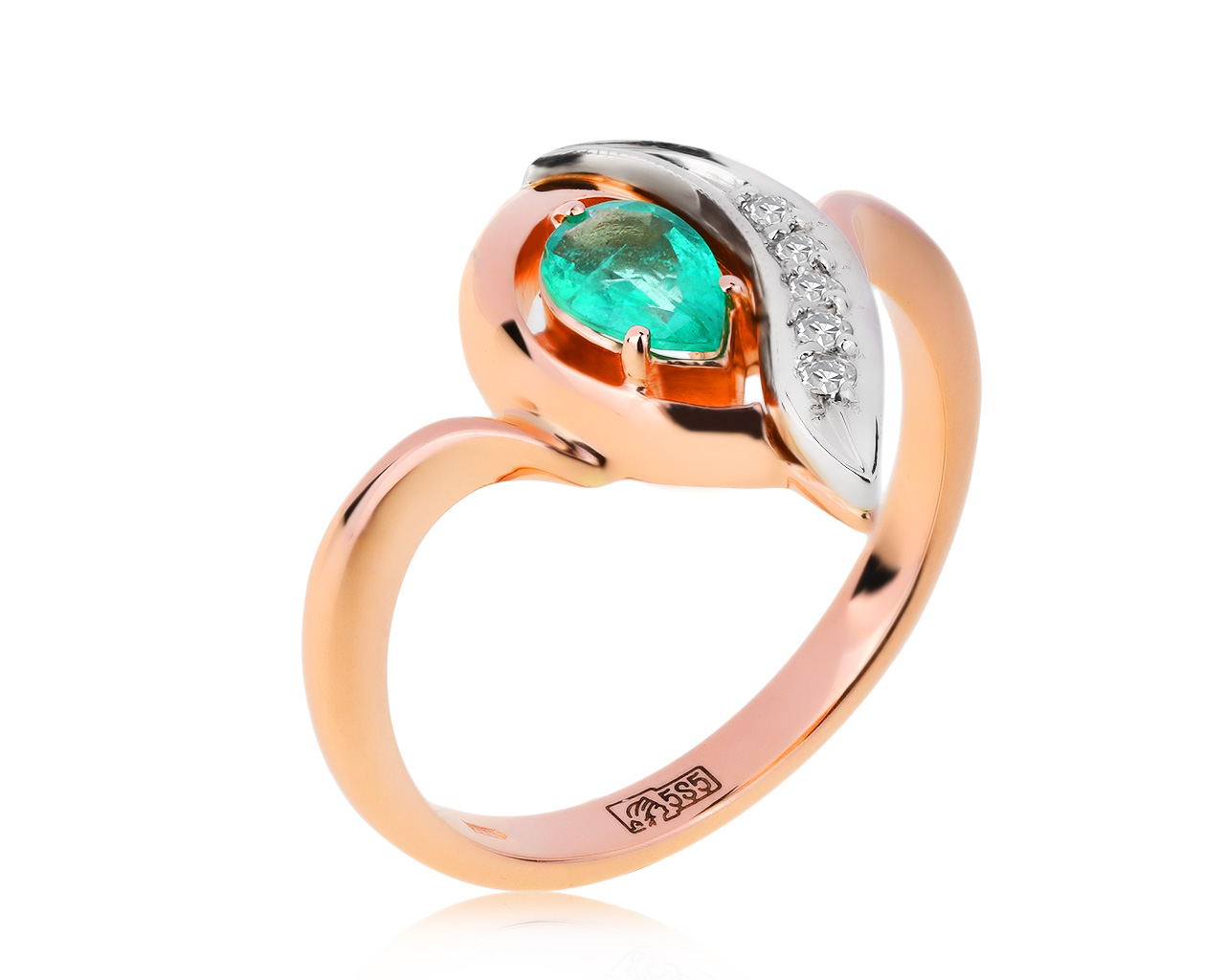 Стильное золотое кольцо с изумрудом 0.25ct 030920/1