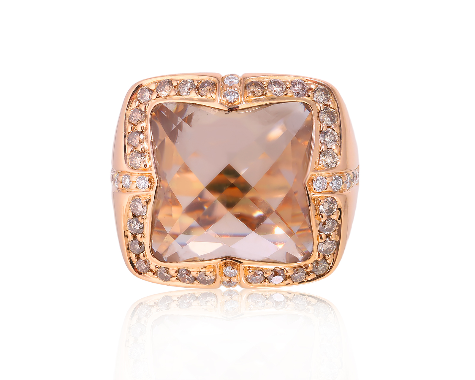 Оригинальное золотое кольцо с дымчатым кварцем 15.58ct Belle Bague (GIM)