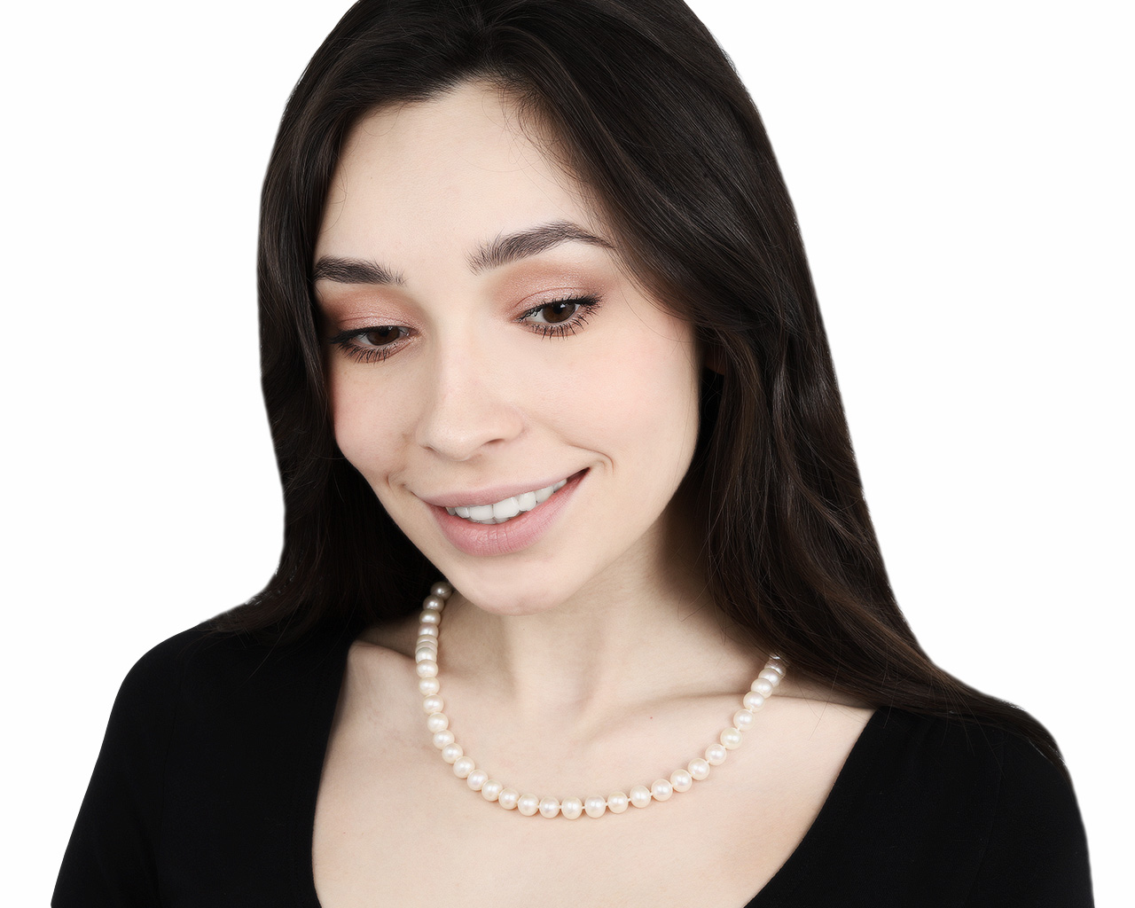 Роскошное золотое ожерелье с жемчугом 8.10-8.40 мм