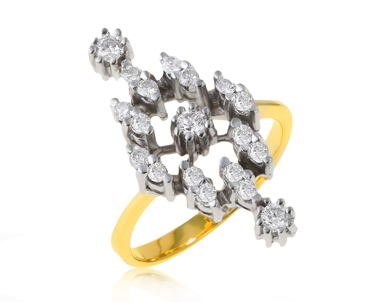 Изысканное золотое кольцо с бриллиантами 0.61ct