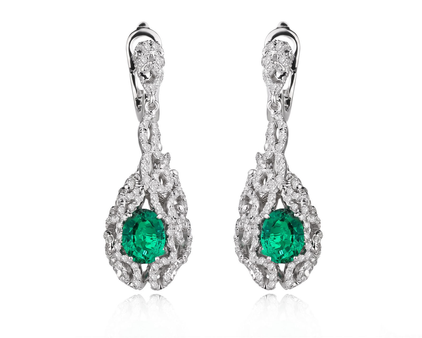 Золотые серьги с изумрудами 2.15ct и бриллиантами 1.50ct Evgeny Matveev 230626/6