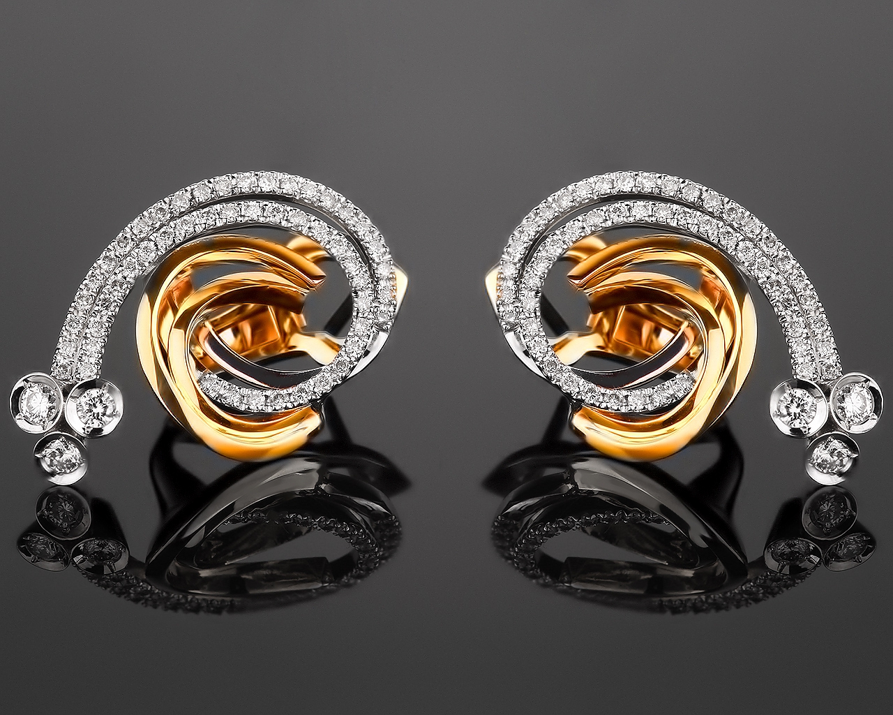 Изящные золотые серьги с бриллиантами 1.02ct 010717/6