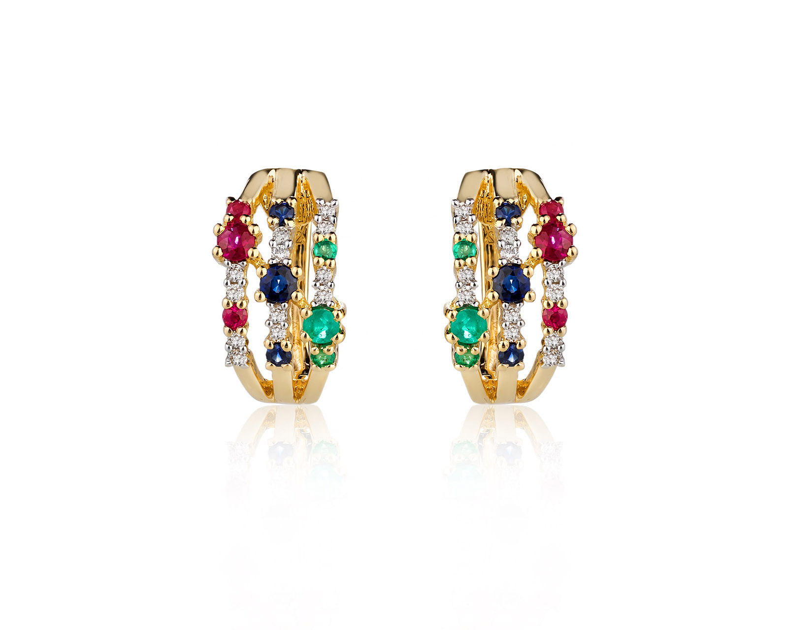 Золотые серьги с цветными камнями 0.62ct 170826/2