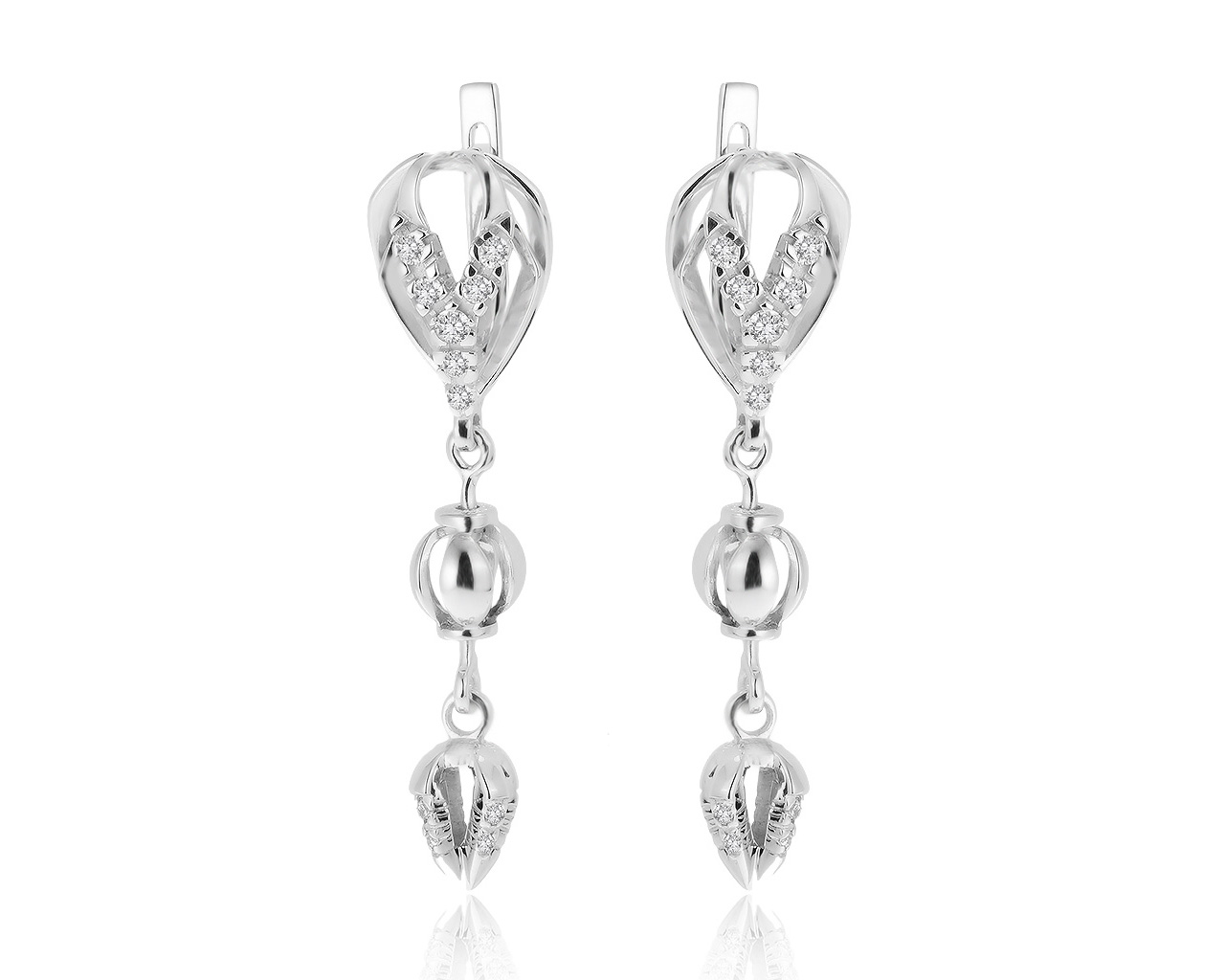 Изумительные золотые серьги с бриллиантами 0.22ct 251220/5 Изумительные золотые серьги с бриллиантами 0.22ct 251220/5