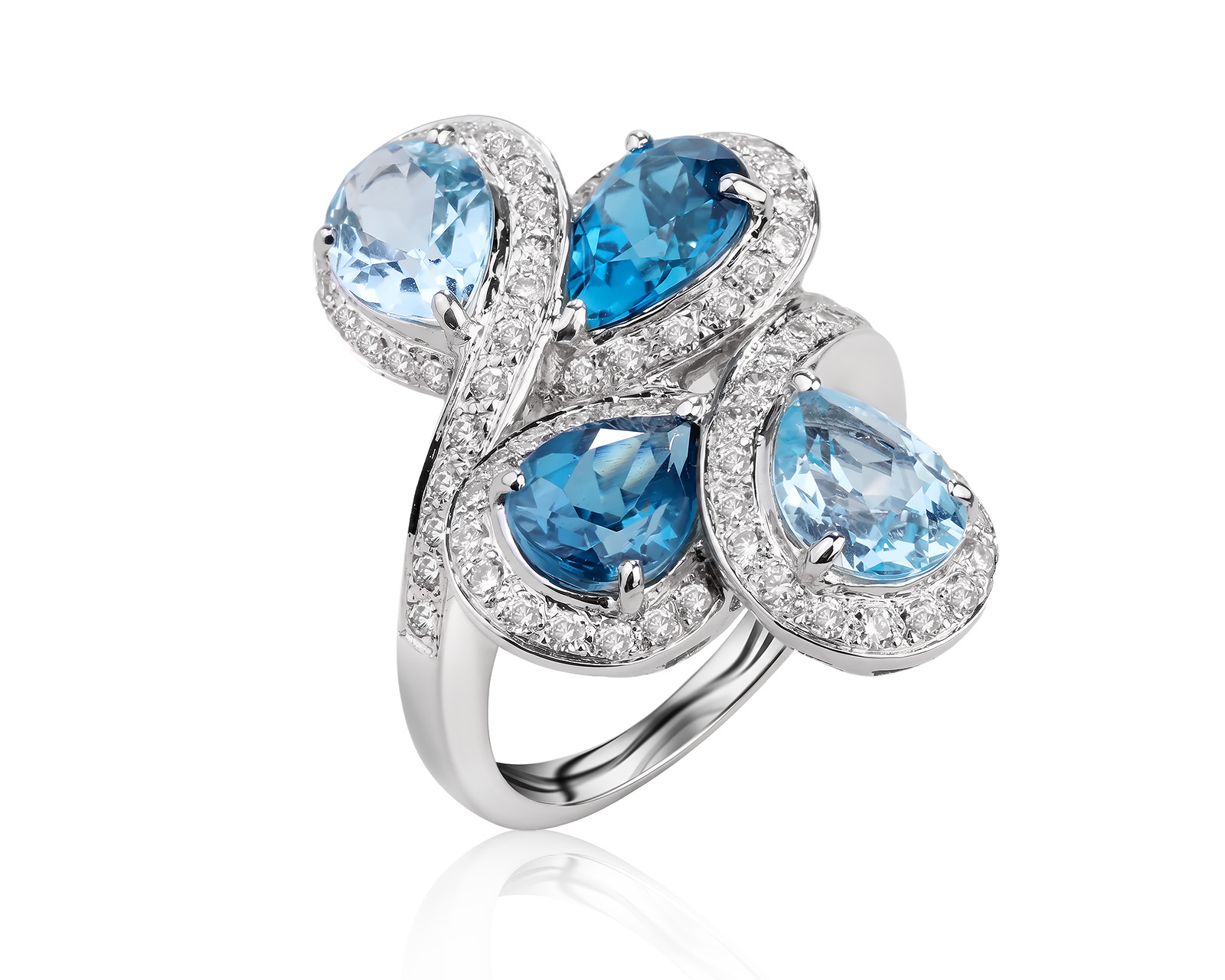 Золотое кольцо с топазами 5.40ct и бриллиантами 0.70ct 190526/2
