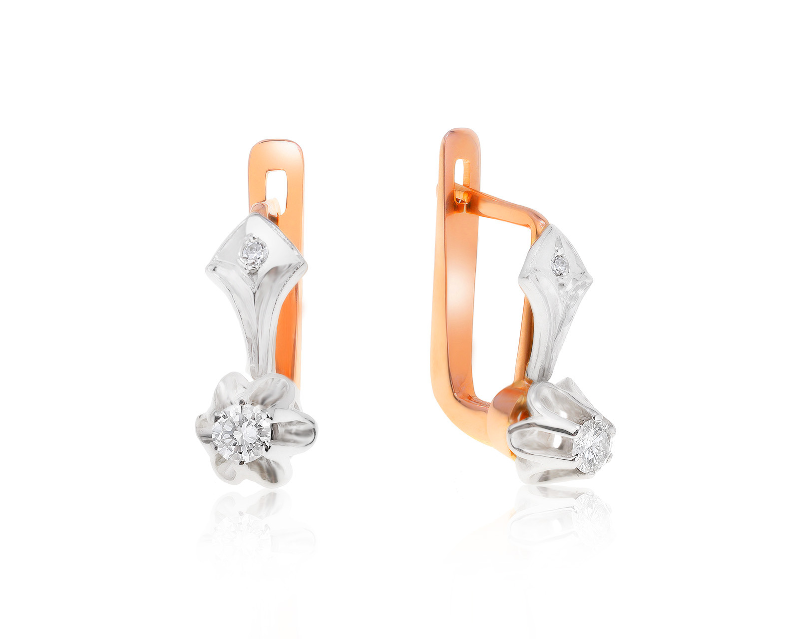 Классические золотые серьги с бриллиантами 0.30ct СССР 281018/2