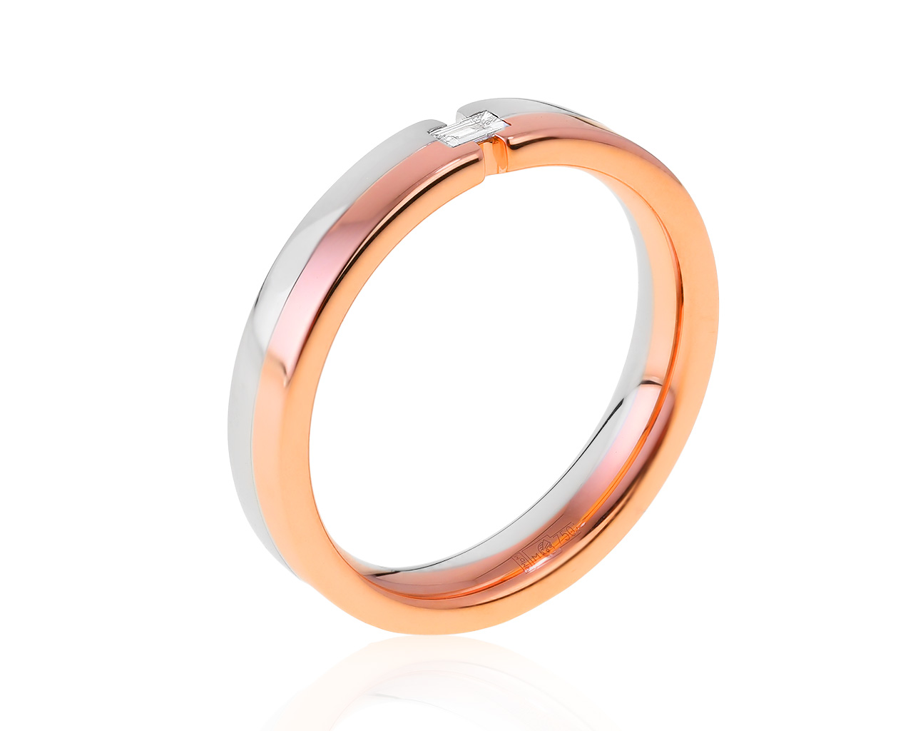 Стильное золотое кольцо с бриллиантом 0.06ct
