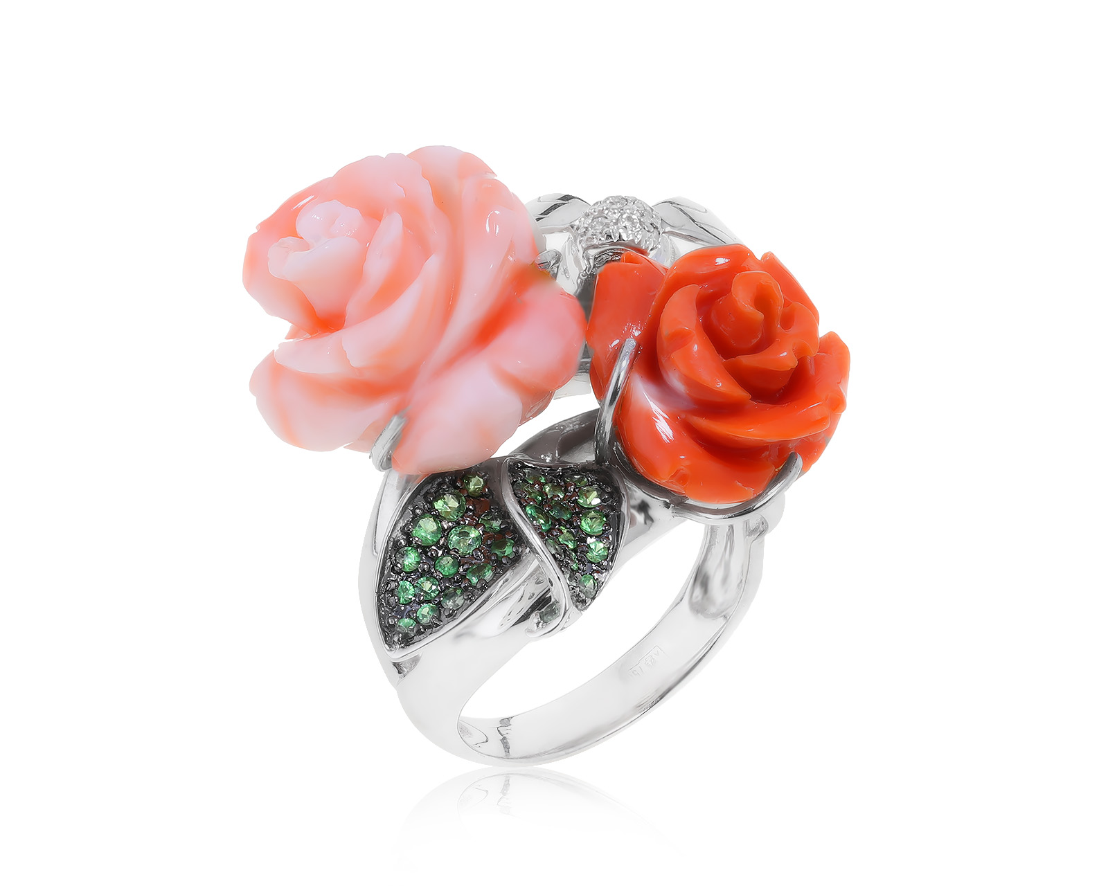 Праздничное золотое кольцо с кораллами 29.32ct 120222/6