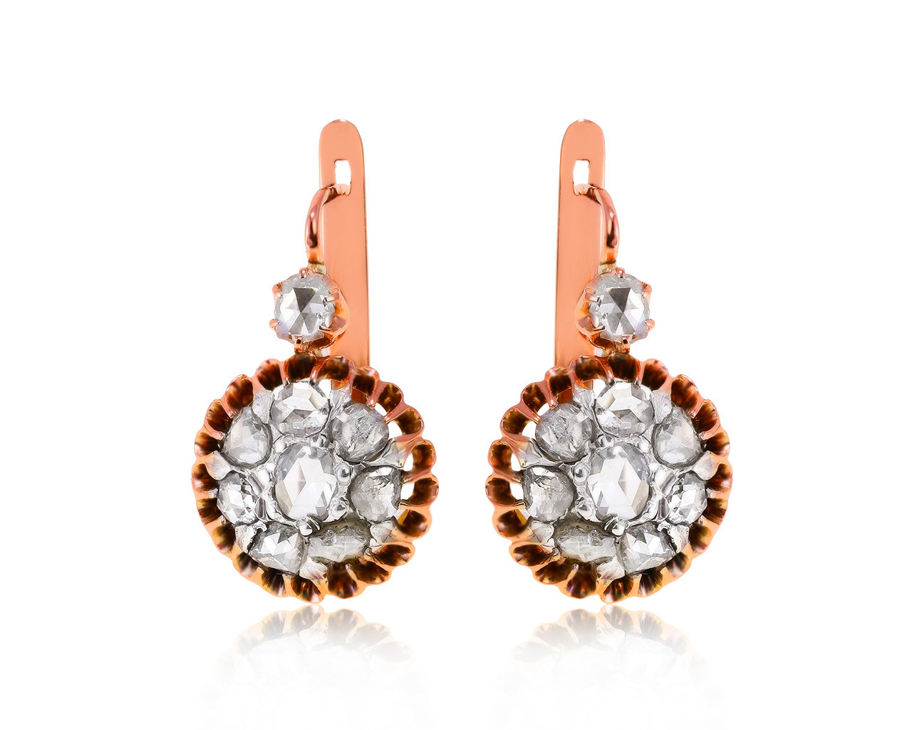 Достойные золотые серьги с бриллиантами 1.20ct 280121/1