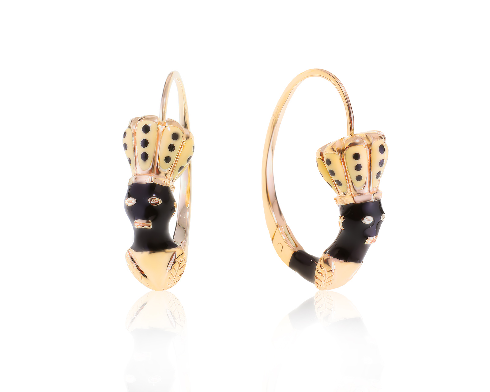 Золотые серьги с эмалью 190224/31