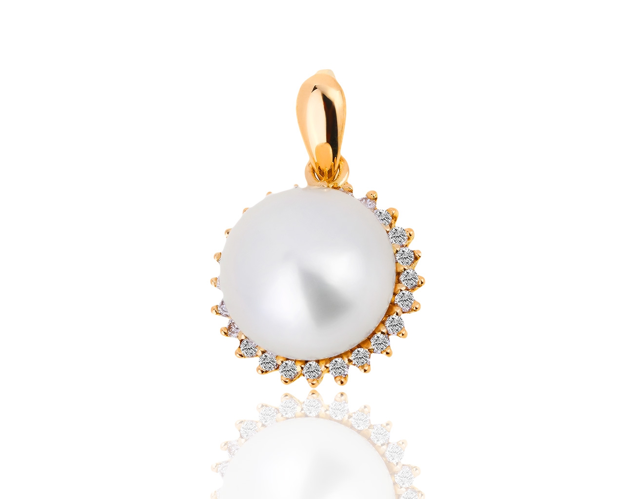 Золотая подвеска с жемчужиной и бриллиантами 0.25ct 181118/8