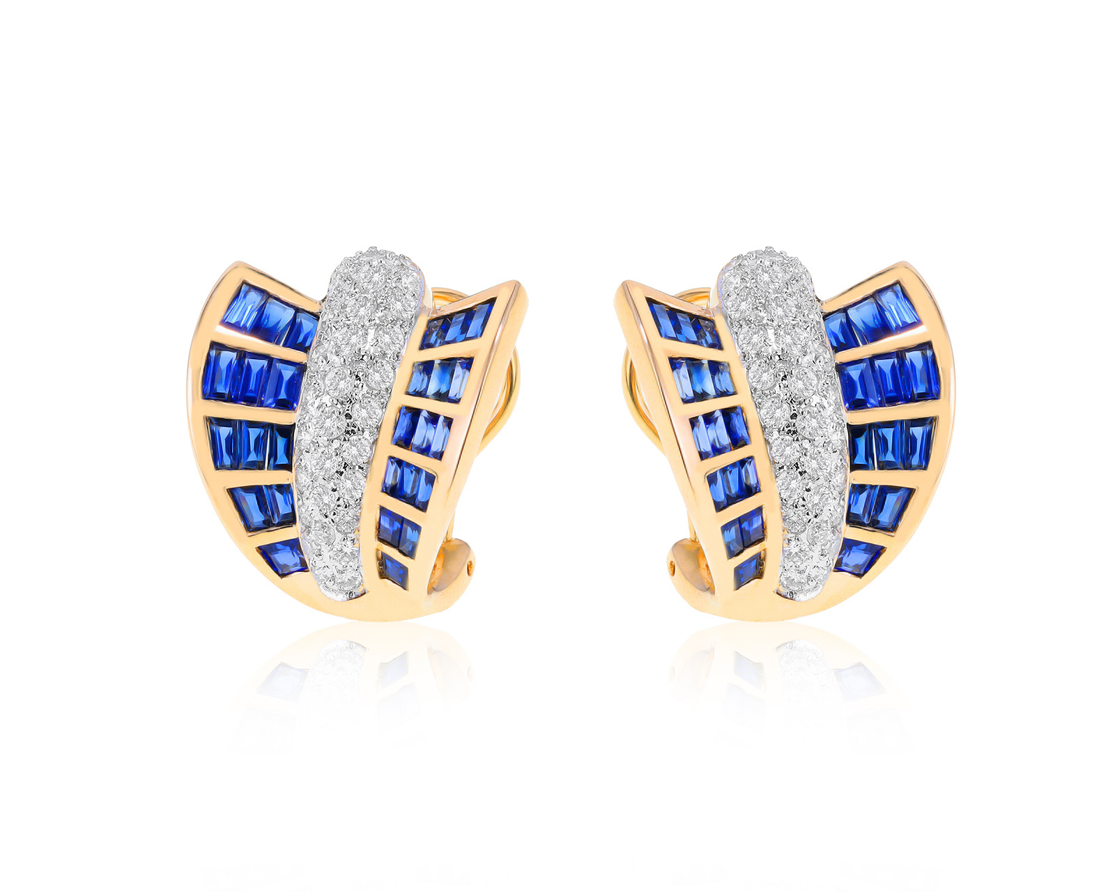 Превосходные золотые серьги с сапфирами 2.80ct 010222/1 Превосходные золотые серьги с сапфирами 2.80ct 010222/1