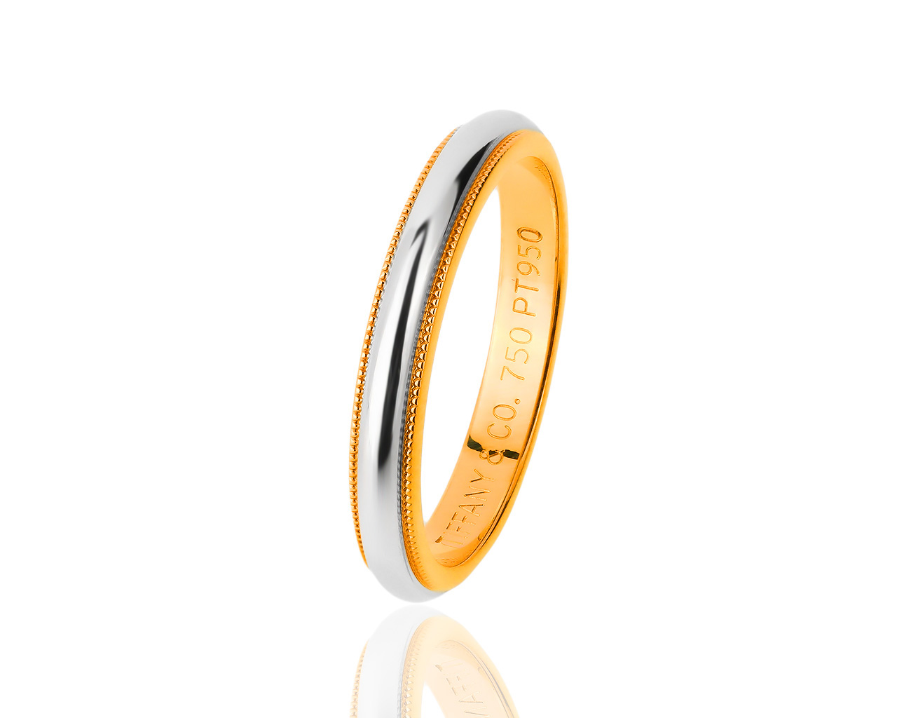 Обручальное кольцо из золота и платины Tiffany&Co Millgrain