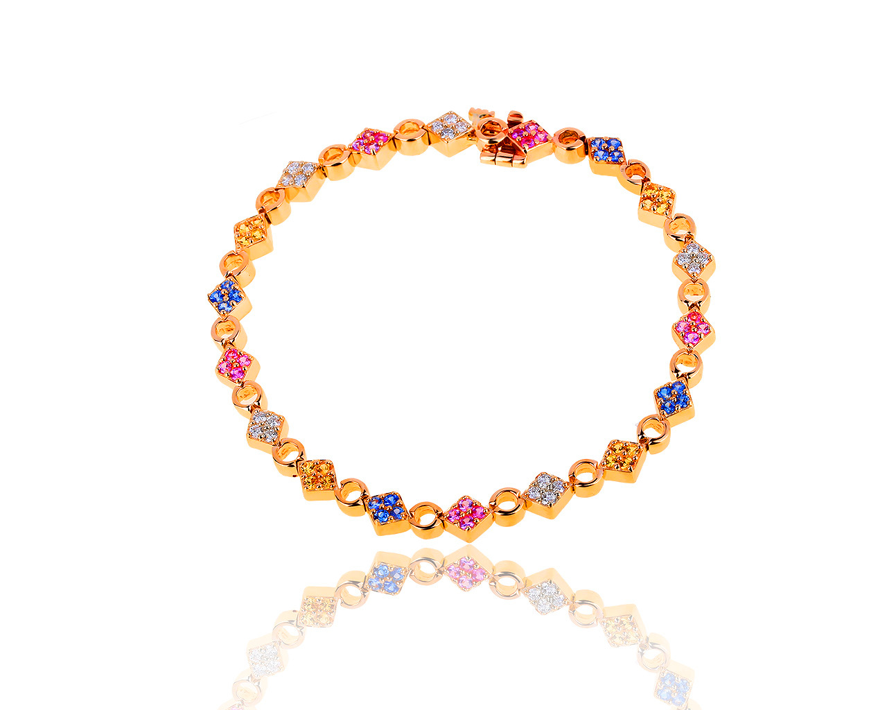 Коктейльный золотой браслет с бриллиантами 0.60ct и сапфирами 2.11ct 250519/4