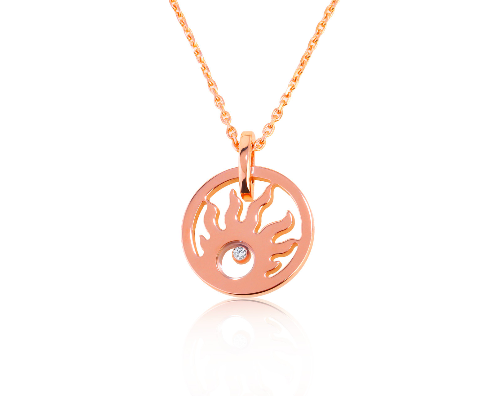 Оригинальный золотой кулон с бриллиантом 0.03ct Chopard Happy Diamond Sun 180821/11