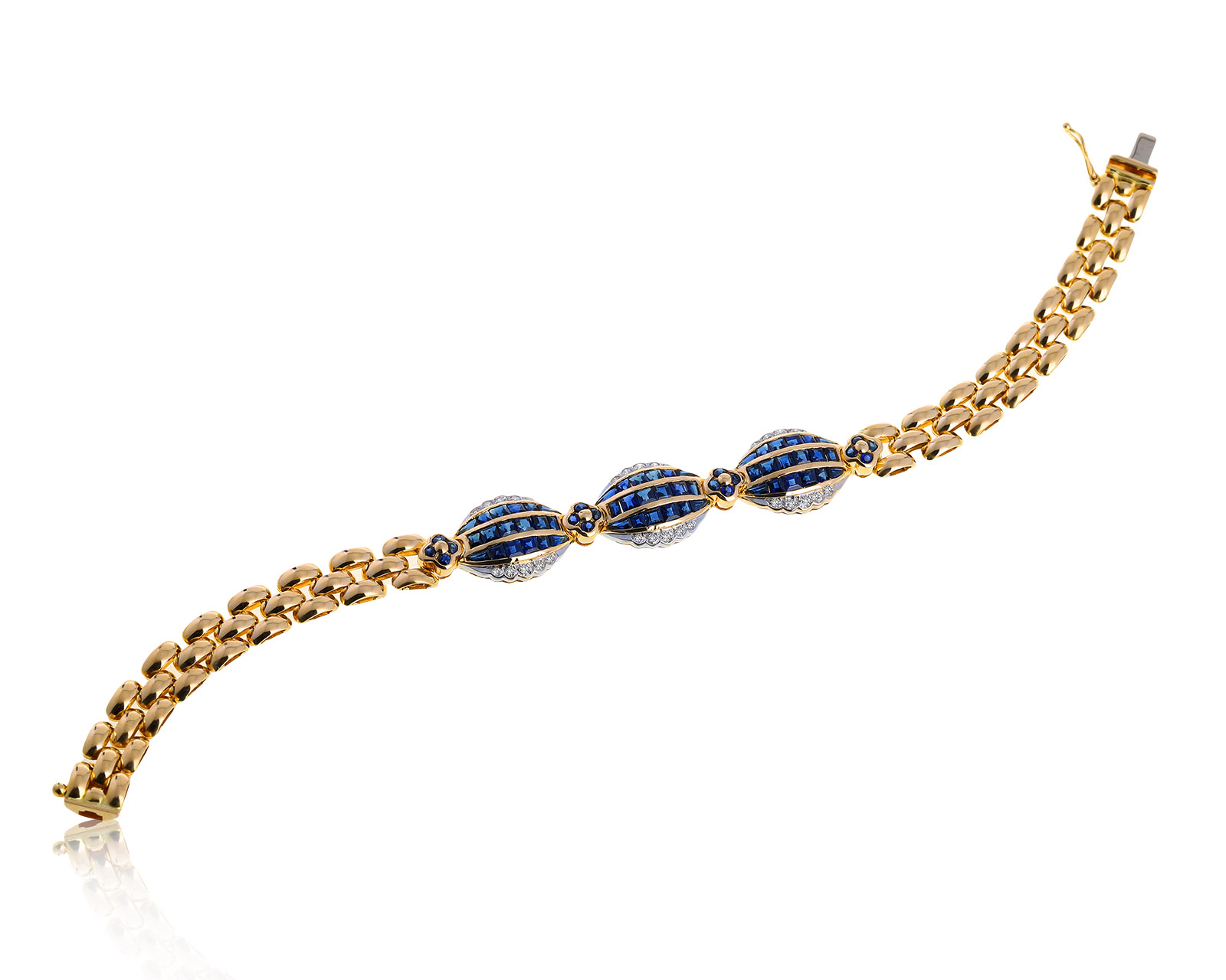 Итальянский золотой браслет с сапфирами 4.68ct