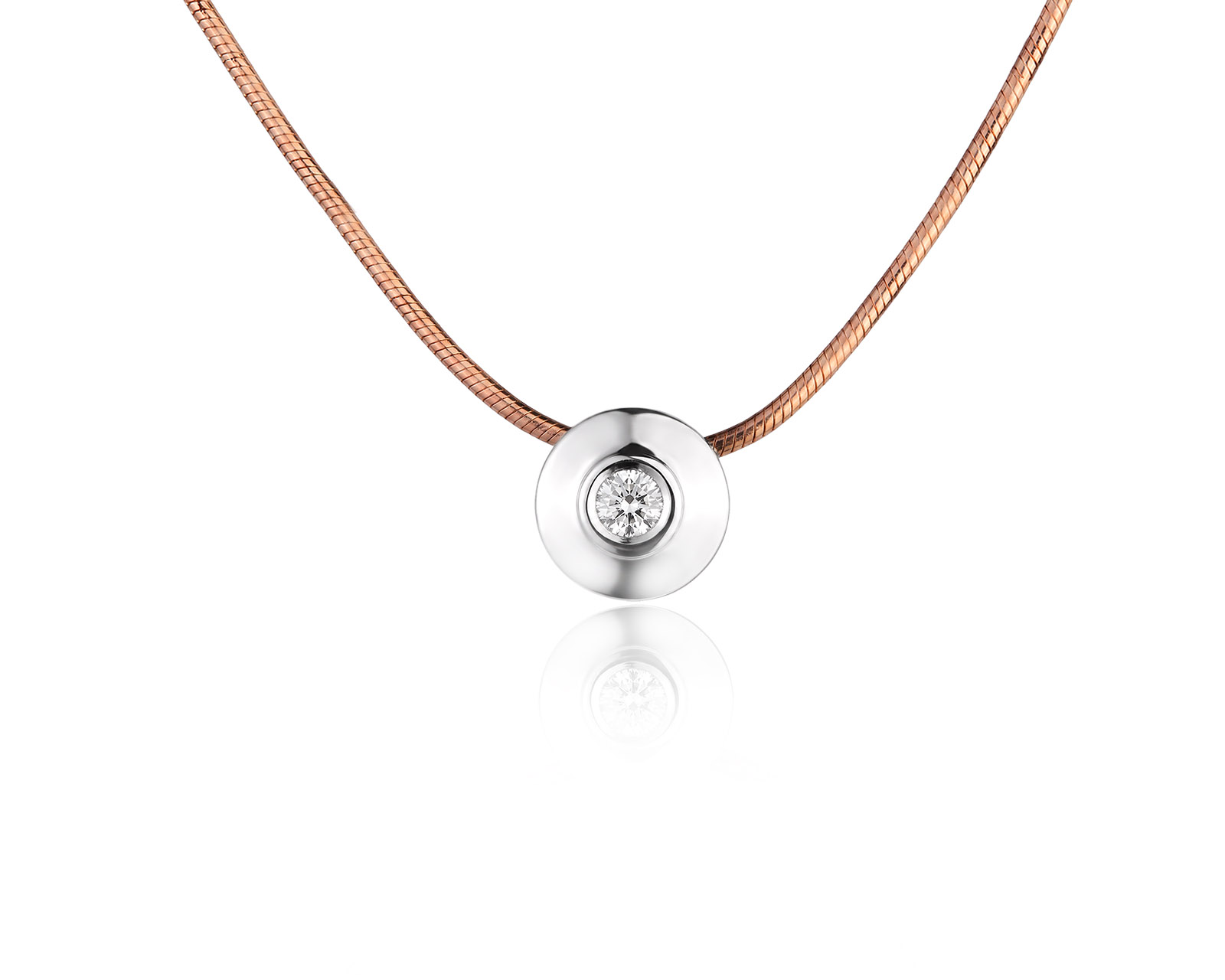 Оригинальное золотое колье с бриллиантом 0.06ct Lykov`s Jewellery 210726/КМ419
