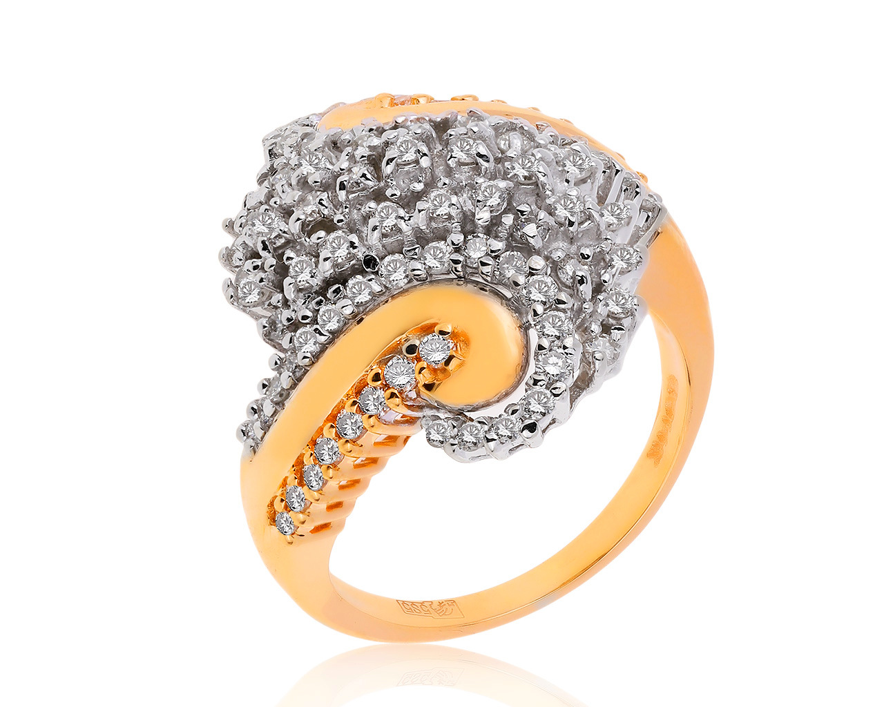 Богатое золотое кольцо с бриллиантами 1.01ct 260520/5