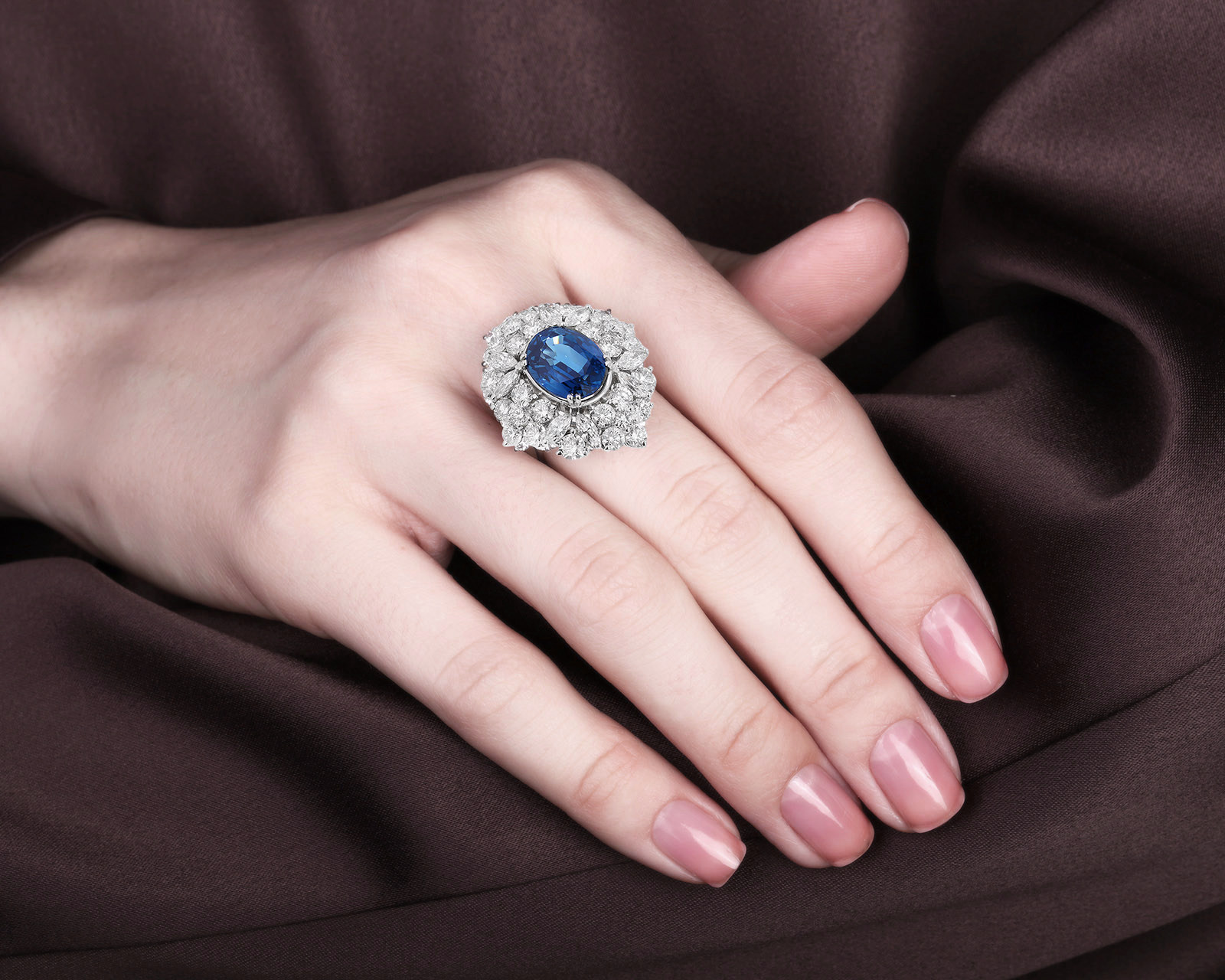 Золотое кольцо с сапфиром 5.16ct и бриллиантами 3.62ct Evgeny Matveev