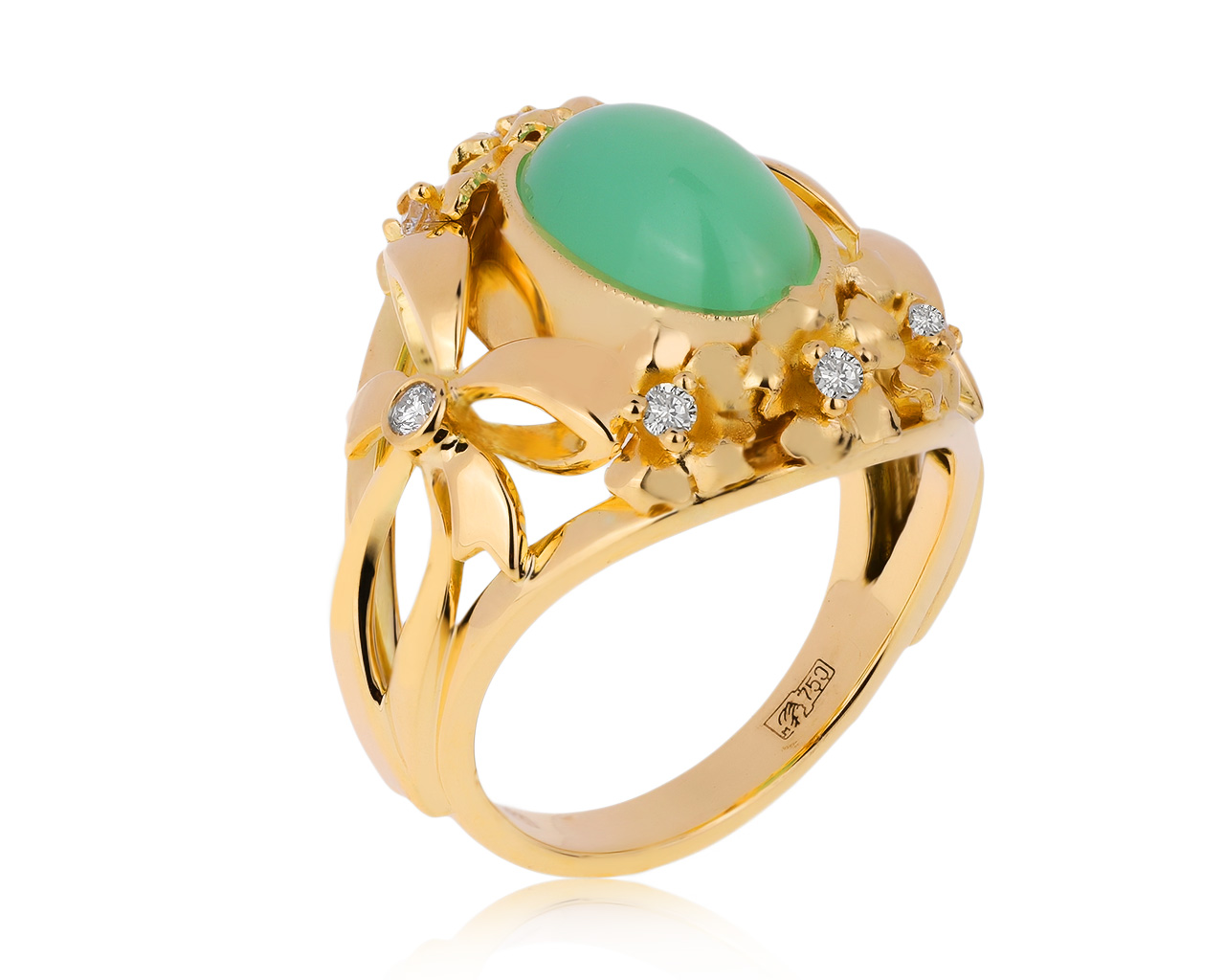 Оригинальное золотое кольцо с хризопразом 6.60ct Sirin  080920/3