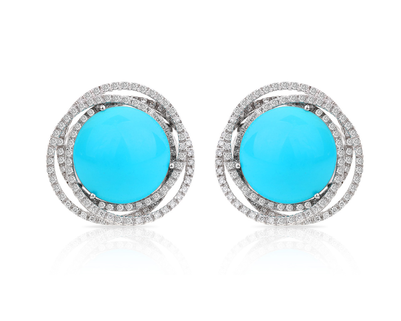 Золотые серьги с бирюзой и бриллиантами 2.01ct 280218/1