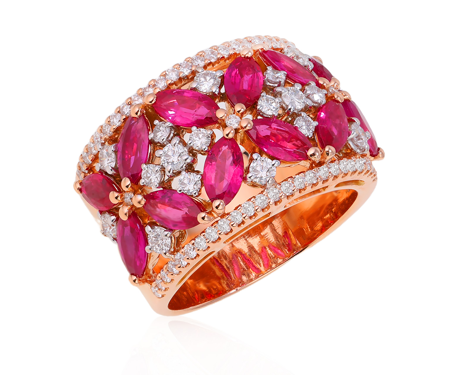 Оригинальное золотое кольцо с рубинами 3.20ct Moraglione