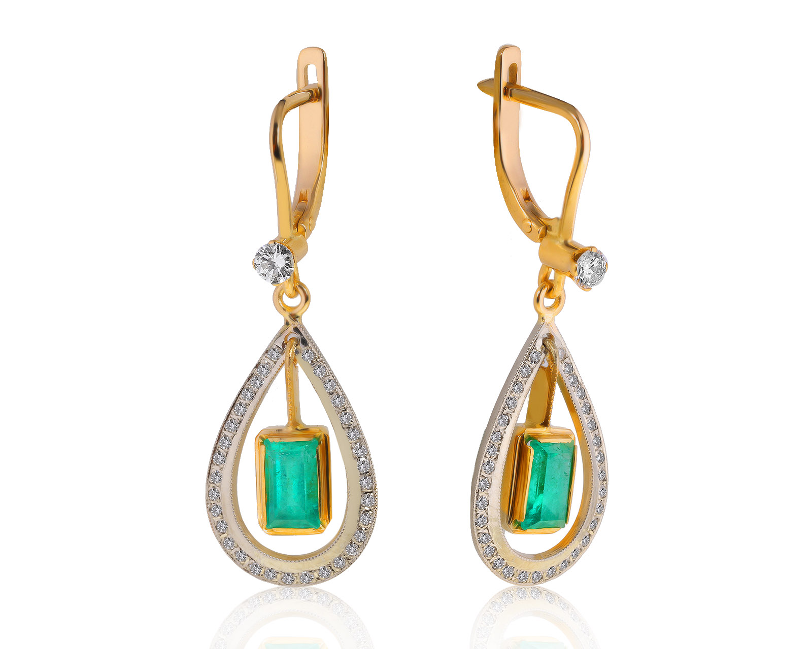 Чарующие золотые серьги с изумрудами 1.80ct 200721/5