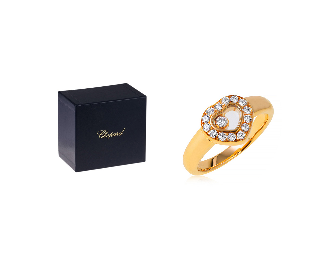 Оригинальное золотое кольцо с бриллиантами 0.23ct Chopard Happy Diamonds