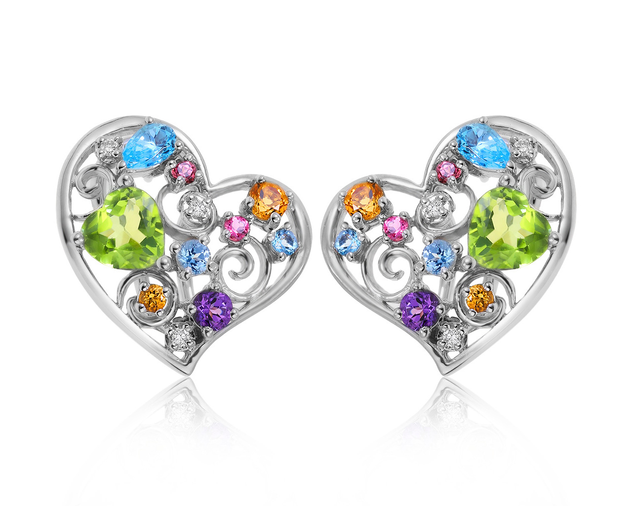 Оригинальные золотые серьги с цветными камнями 2.27ct Mauro Conti 300920/5