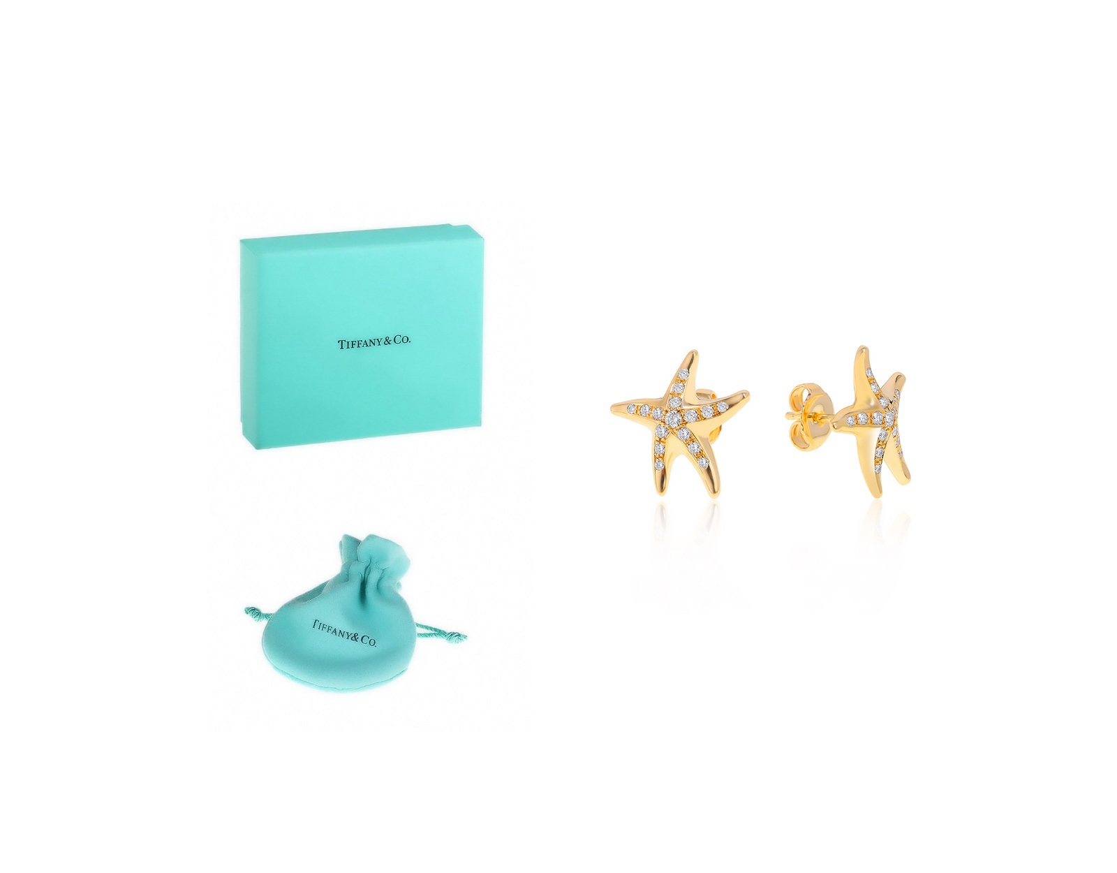 Оригинальные золотые серьги Tiffany&Co Elsa Peretti Starfish