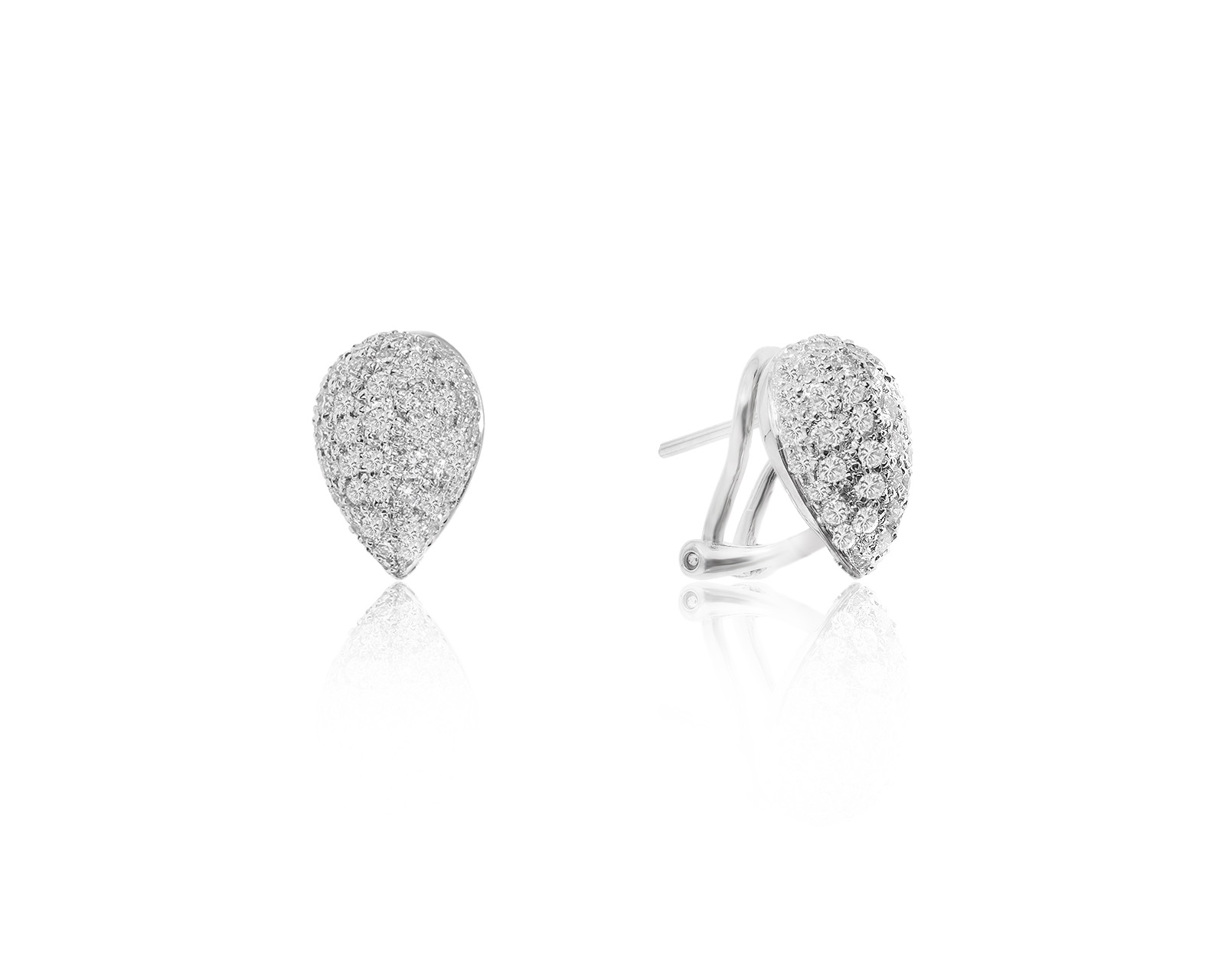 Золотые серьги с жемчугом и бриллиантами 1.60ct