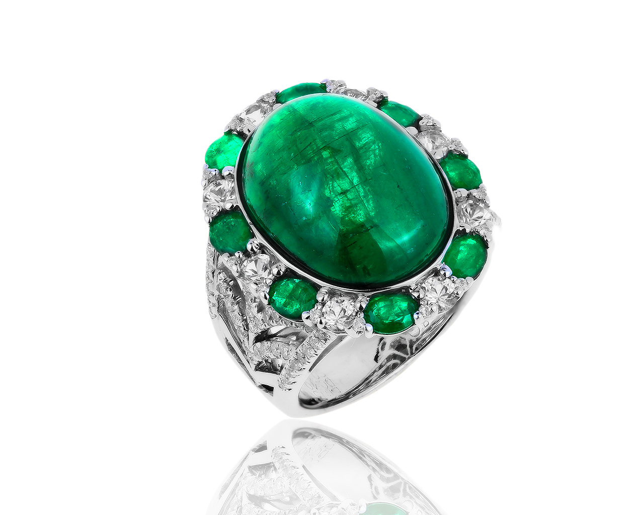 Роскошное золотое кольцо с изумрудами 14.60ct и бриллиантами 0.40ct 090619/10