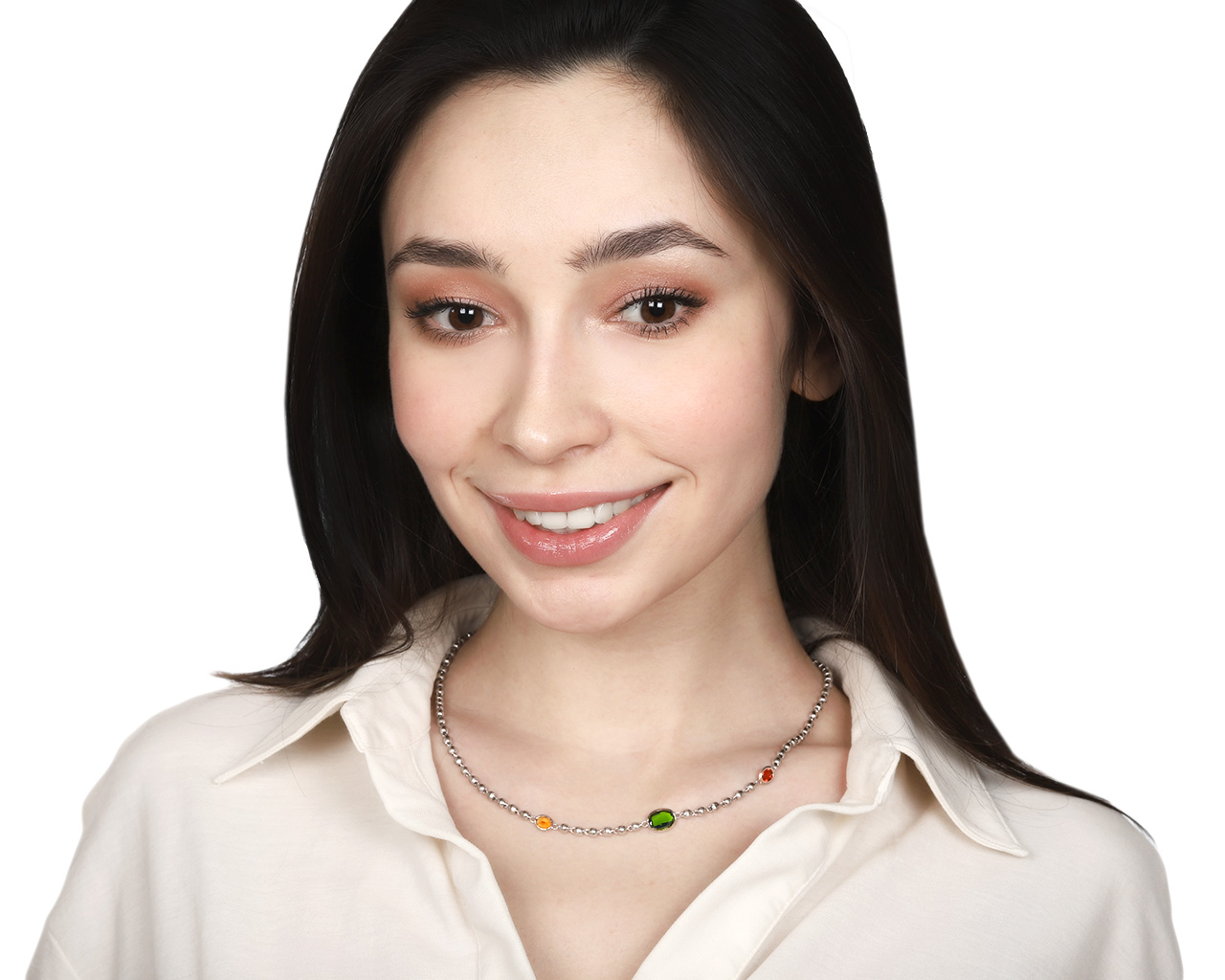 Красивое платиновое колье с турмалинами 2.03ct