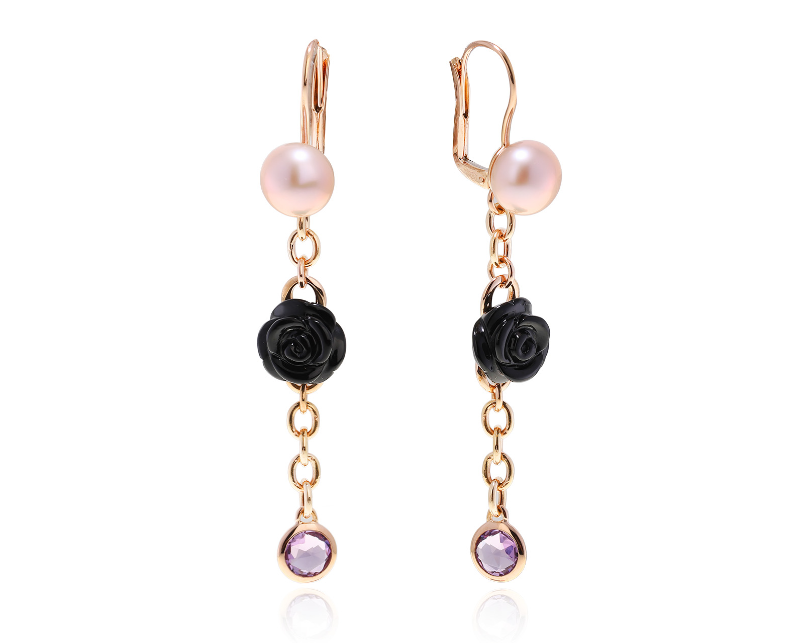 Оригинальные золотые серьги с ониксом 14.00ct MiMi 280324/9