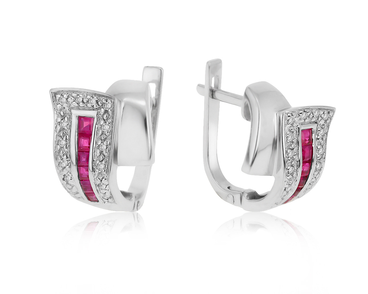 Нарядные золотые серьги с рубинами 0.60ct 130421/15