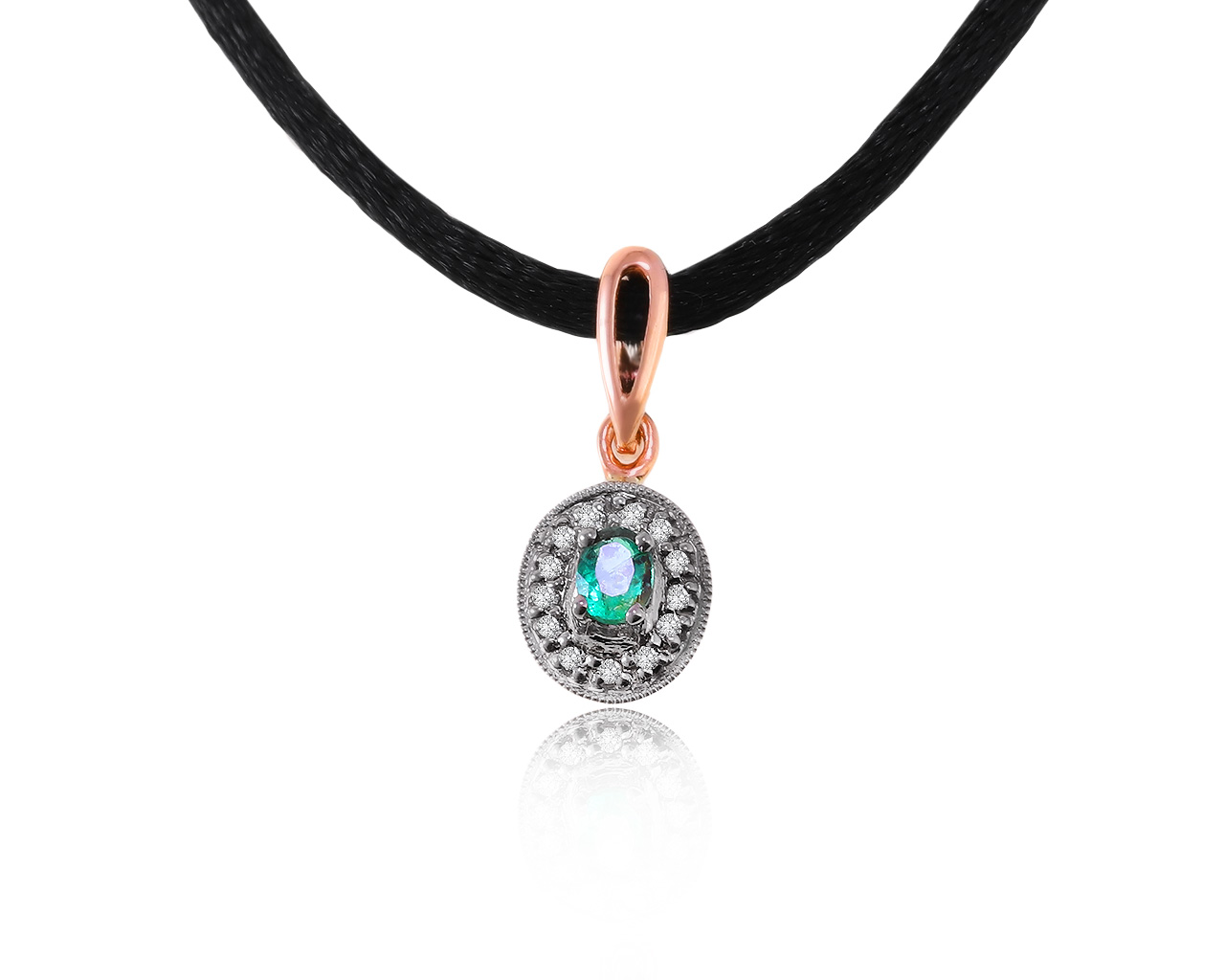 Эстетичный золотой кулон с изумрудом 0.11ct