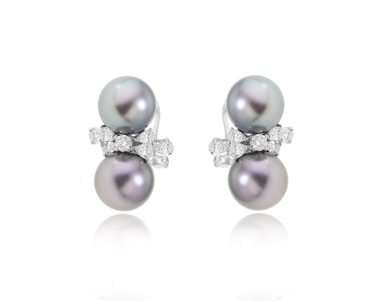 Золотые серьги с черным жемчугом 9.80-10.10 мм 100224/1