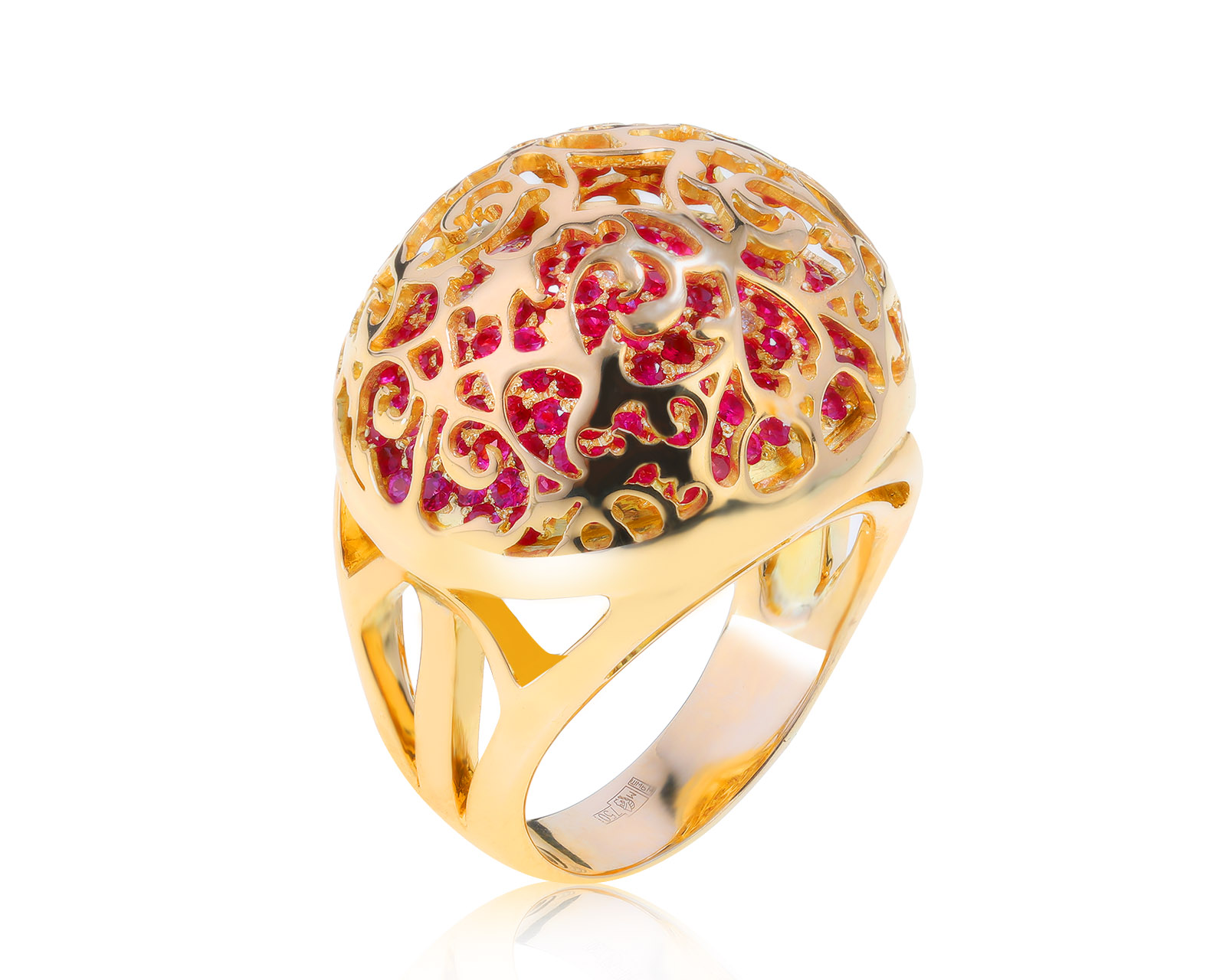Женственное золотое кольцо с сапфирами 3.63ct