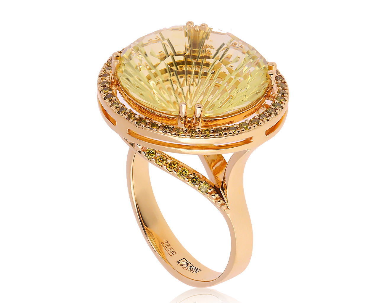 Завораживающее золотое кольцо с цитрином 13.50ct 150720/16