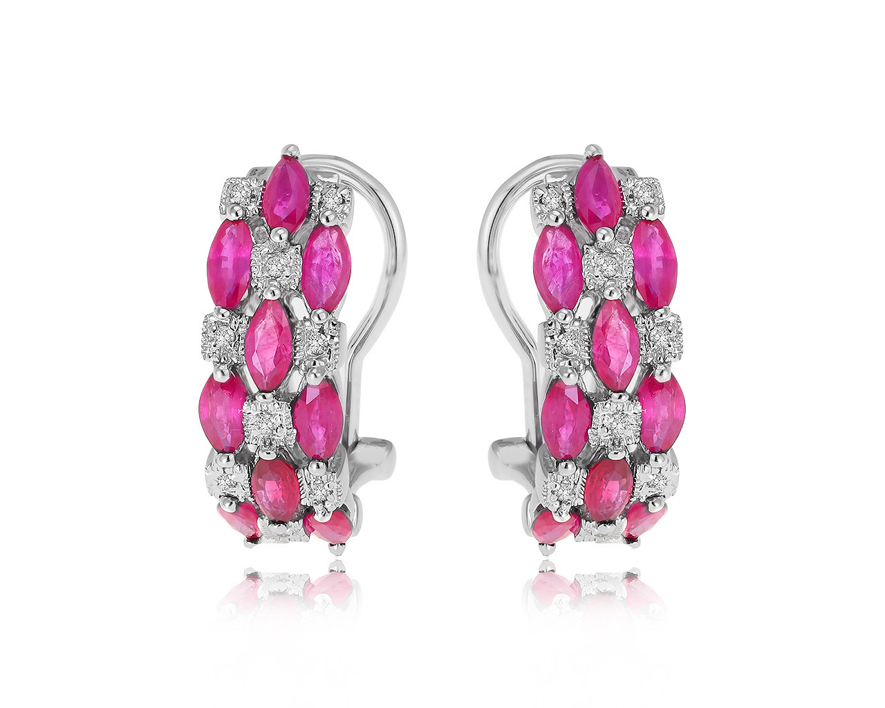 Романтичные золотые серьги с рубинами 2.50ct 140121/10