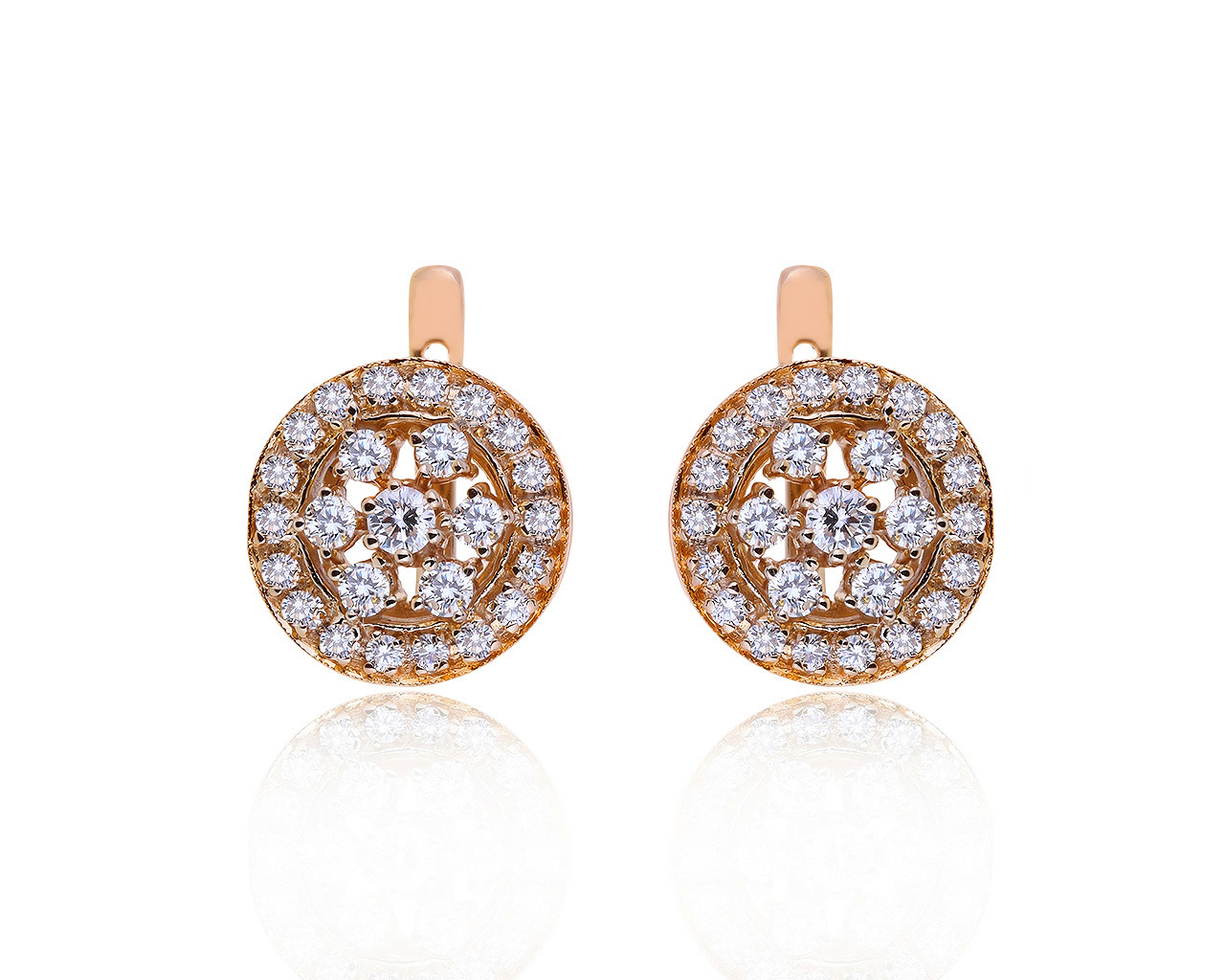 Нарядные золотые серьги с бриллиантами 1.20ct 061219/13