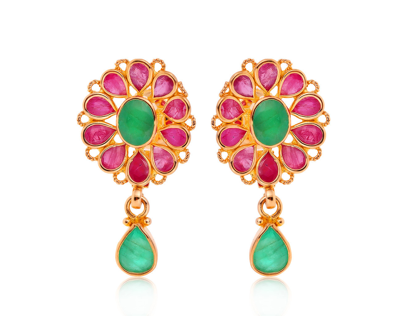 Красивые золотые серьги с рубинами 1.80ct 210920/11